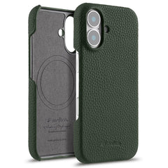 MELKCO For iPhone 16 Plus Case Genuine Cow Leather PC Phone Cover Compatible with MagSaf - TechGearPal