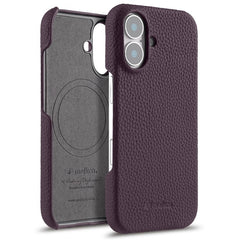 MELKCO For iPhone 16 Plus Case Genuine Cow Leather PC Phone Cover Compatible with MagSaf - TechGearPal