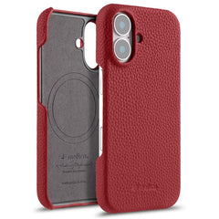 MELKCO For iPhone 16 Plus Case Genuine Cow Leather PC Phone Cover Compatible with MagSaf - TechGearPal