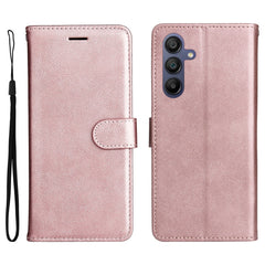 For Samsung Galaxy A17 5G / A26 5G / A16 5G / A16 4G Case Solid Color Leather Mobile Cover Wallet Stand with Strap