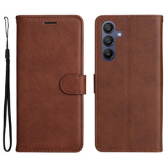 For Samsung Galaxy A17 5G / A26 5G / A16 5G / A16 4G Case Solid Color Leather Mobile Cover Wallet Stand with Strap