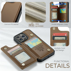 Coque arrière en cuir Caseme C22 pour iPhone 16 Pro Max avec emplacements pour cartes et blocage RFID 