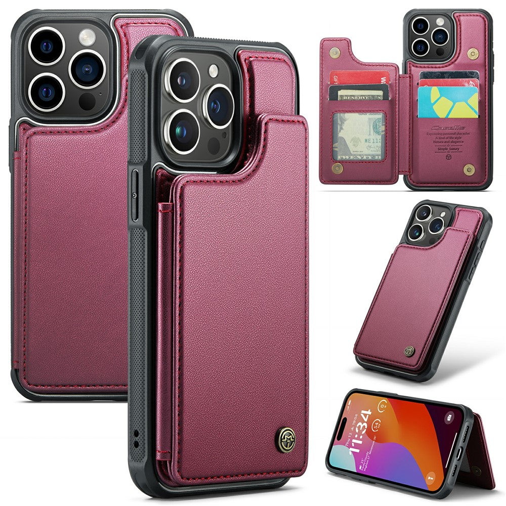 Coque arrière en cuir Caseme C22 pour iPhone 16 Pro Max avec emplacements pour cartes et blocage RFID 