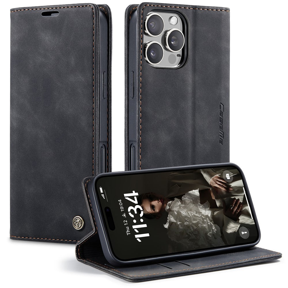 CASEME 013 Serie für iPhone 16 Pro Max Hülle Kartenhalter Ständer Leder Telefonabdeckung 