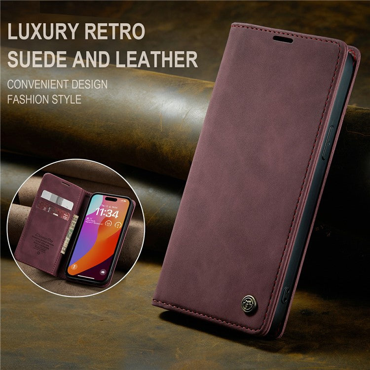 CASEME 013 Series For iPhone 16 Pro Case Card Holder Stand Leather Phone Cover - TechGearPal
