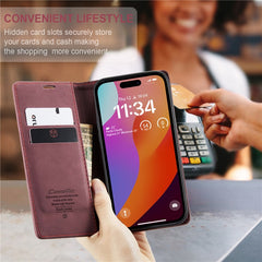 CASEME 013 Series For iPhone 16 Pro Case Card Holder Stand Leather Phone Cover - TechGearPal