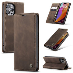 CASEME 013 Series For iPhone 16 Pro Case Card Holder Stand Leather Phone Cover - TechGearPal