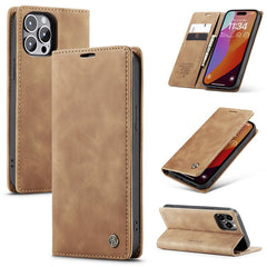 CASEME 013 Series For iPhone 16 Pro Case Card Holder Stand Leather Phone Cover - TechGearPal