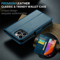 For iPhone 16 Pro Max Leather Case CASEME 023 RFID Blocking 3 Card Slot Mobile Cover