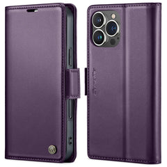 For iPhone 16 Pro Max Leather Case CASEME 023 RFID Blocking 3 Card Slot Mobile Cover