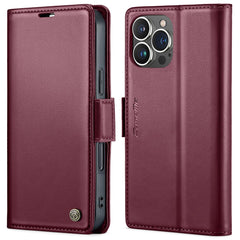 For iPhone 16 Pro Max Leather Case CASEME 023 RFID Blocking 3 Card Slot Mobile Cover