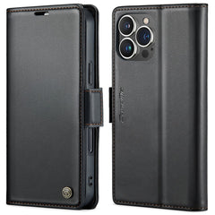 For iPhone 16 Pro Max Leather Case CASEME 023 RFID Blocking 3 Card Slot Mobile Cover
