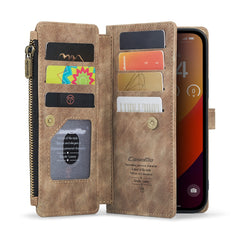For iPhone 16 Pro Max Phone Cases with Strap CASEME C30 Zipper Multiple Card Holder PU Leather Cover