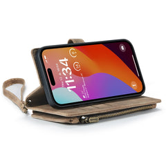 For iPhone 16 Pro Max Phone Cases with Strap CASEME C30 Zipper Multiple Card Holder PU Leather Cover