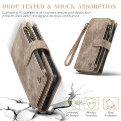 For iPhone 16 Pro Max Phone Cases with Strap CASEME C30 Zipper Multiple Card Holder PU Leather Cover