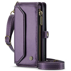 For iPhone 16 Pro Max Leather Case CASEME C36 Zipper Multiple Card Slots Phone Cover with Straps