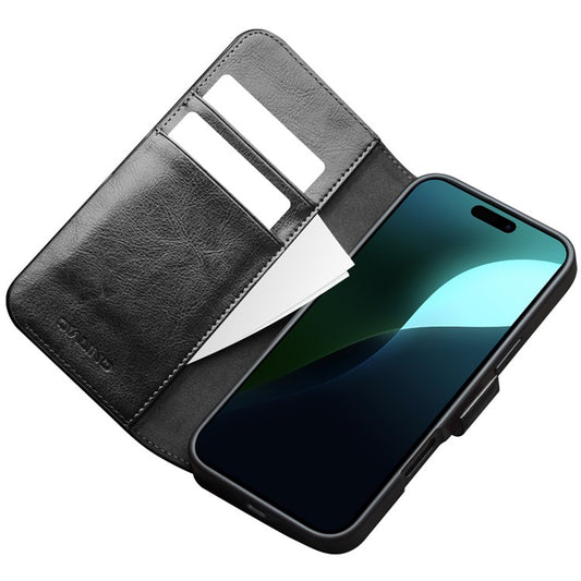 QIALINO For iPhone 16 Plus Case TPU+Genuine Cow Leather Wallet Phone Cove - TechGearPal