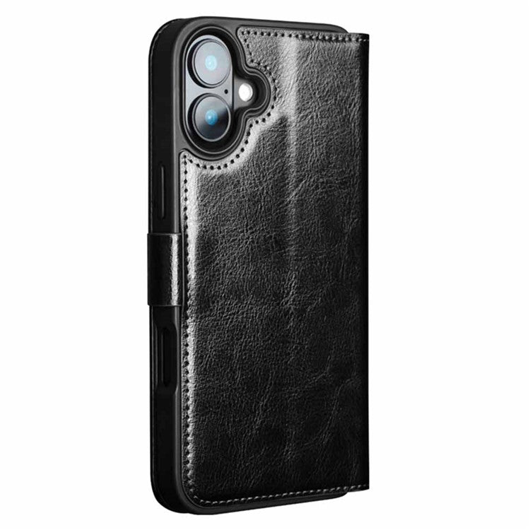 QIALINO For iPhone 16 Plus Case TPU+Genuine Cow Leather Wallet Phone Cove - TechGearPal