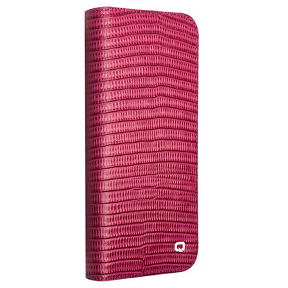QIALINO For iPhone 16 Plus Wallet Case Crocodile Texture Genuine Cow Leather Anti-Drop Phone Cover - TechGearPal