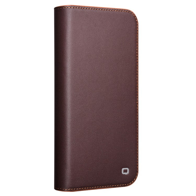 QIALINO For iPhone 16 Plus Stand Case Anti-Drop Genuine Cow Leather Wallet Phone Cove - TechGearPal