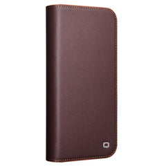 QIALINO For iPhone 16 Plus Stand Case Anti-Drop Genuine Cow Leather Wallet Phone Cove - TechGearPal
