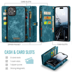For iPhone 16 Phone Cases CASEME 008 Leather Cover with Detachable Wallet and Strap