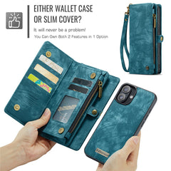 For iPhone 16 Phone Cases CASEME 008 Leather Cover with Detachable Wallet and Strap