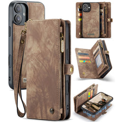 For iPhone 16 Phone Cases CASEME 008 Leather Cover with Detachable Wallet and Strap