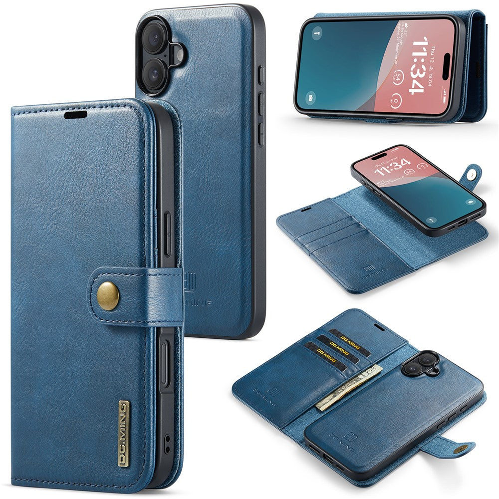 DG.MING for iPhone 16 Case Detachable Split Leather Phone Cover