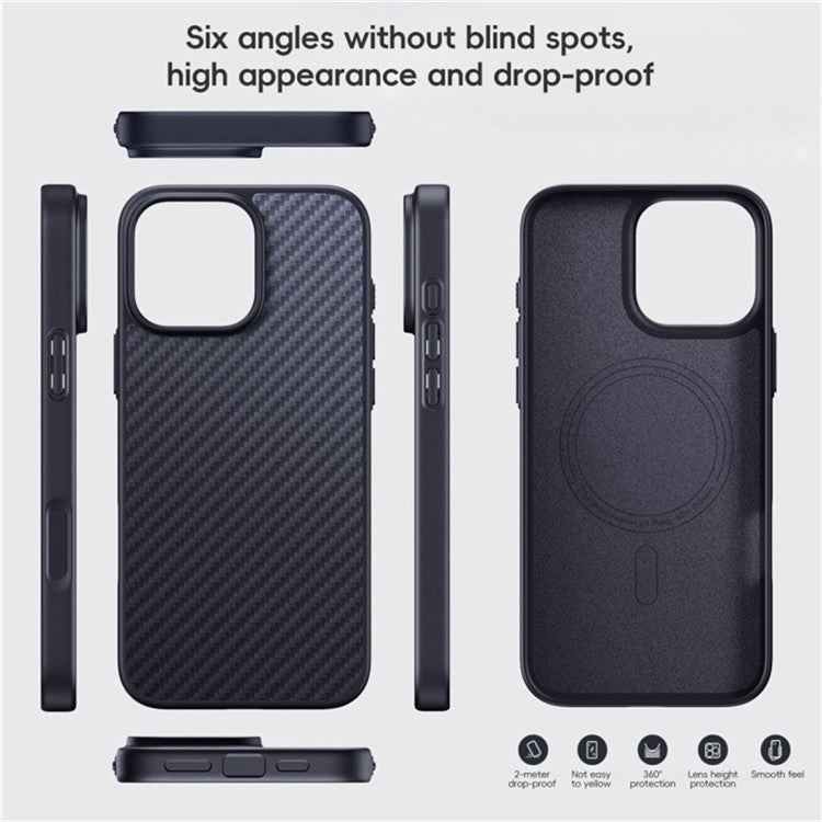 For iPhone 16 Plus Case Compatible MagSafe Shockproof TPU+Aramid Fiber Phone Cover Carbon Fiber Texture - TechGearPal