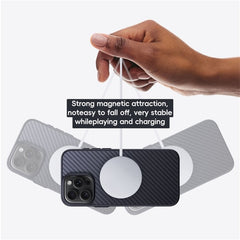 For iPhone 16 Plus Case Compatible MagSafe Shockproof TPU+Aramid Fiber Phone Cover Carbon Fiber Texture - TechGearPal
