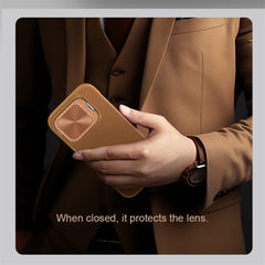 NILLKIN Qin Prop Series for iPhone 16 Pro Max Leather Case Lens Kickstand Phone Cover