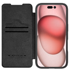 NILLKIN Qin Prop Series for iPhone 16 Pro Max Leather Case Lens Kickstand Phone Cover