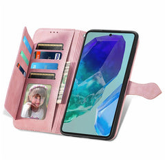 For Samsung Galaxy S24 FE Zipper Wallet Case with Strap Flower Imprint PU Leather Phone Cove - TechGearPal
