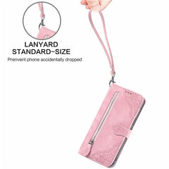 For Samsung Galaxy S24 FE Zipper Wallet Case with Strap Flower Imprint PU Leather Phone Cove - TechGearPal