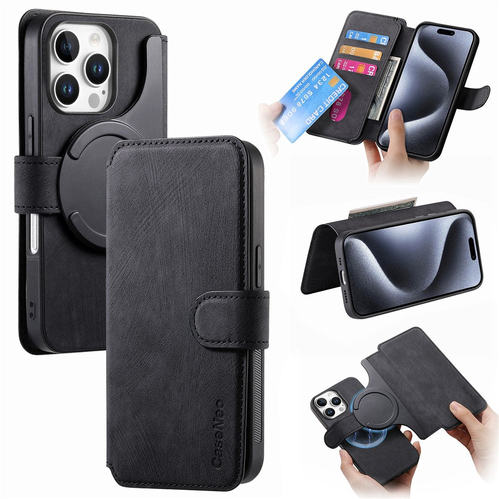 For iPhone 16 Pro Max Magnetic Case CASENEO Detachable Leather Phone Wallet Cover - TechGearPal