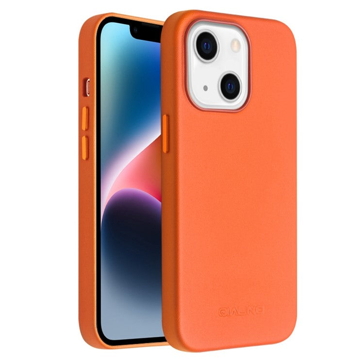 QIALINO Protective Case for iPhone 14 Shockproof Magnetic Case Genuine Leather Coated Anti-Fall Phone PC Cove - TechGearPal