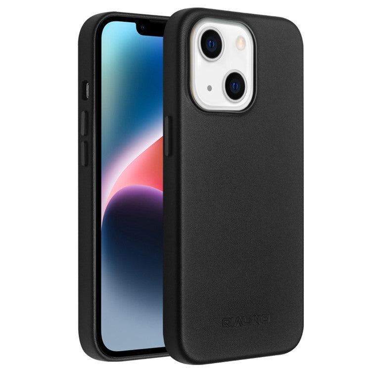QIALINO Protective Case for iPhone 14 Shockproof Magnetic Case Genuine Leather Coated Anti-Fall Phone PC Cove - TechGearPal