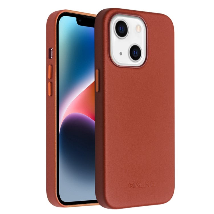 QIALINO Protective Case for iPhone 14 Shockproof Magnetic Case Genuine Leather Coated Anti-Fall Phone PC Cove - TechGearPal