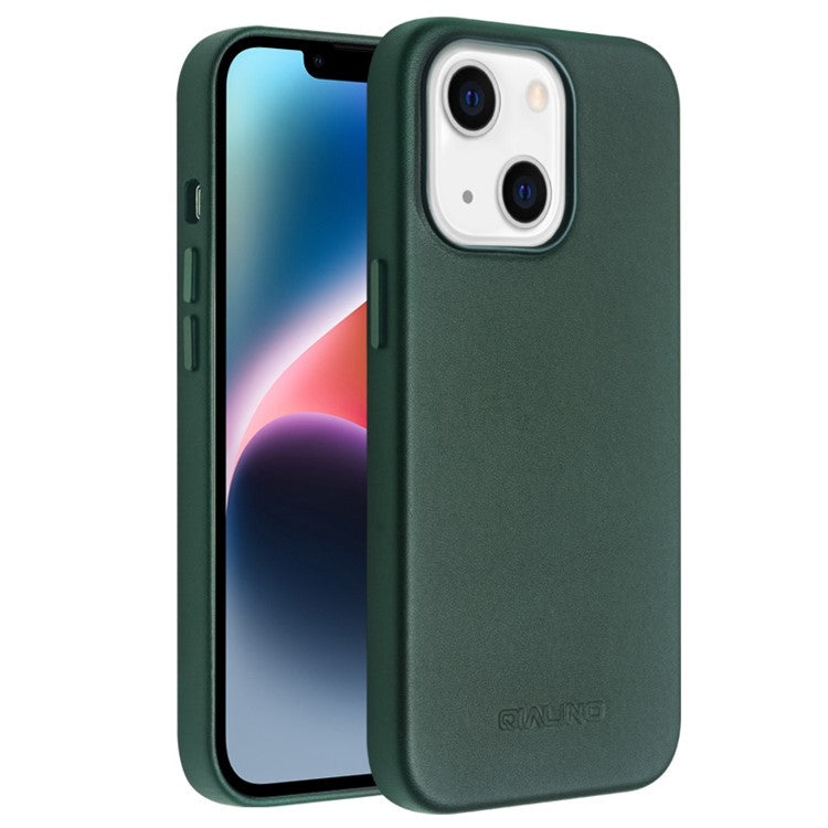 QIALINO Protective Case for iPhone 14 Shockproof Magnetic Case Genuine Leather Coated Anti-Fall Phone PC Cove - TechGearPal