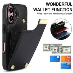 For iPhone 16 Case TPU+PU Leather Hardware Decor Phone Cover with Card Holder