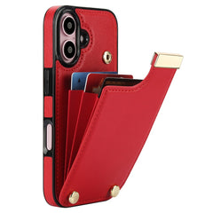 For iPhone 16 Case TPU+PU Leather Hardware Decor Phone Cover with Card Holder