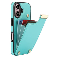 For iPhone 16 Case TPU+PU Leather Hardware Decor Phone Cover with Card Holder