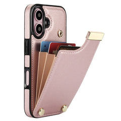 For iPhone 16 Case TPU+PU Leather Hardware Decor Phone Cover with Card Holder