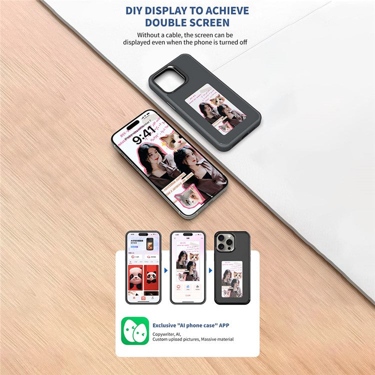 For iPhone 16 Pro Max E Ink Phone Cover 4-Color Display Pattern Customized Case - TechGearPal