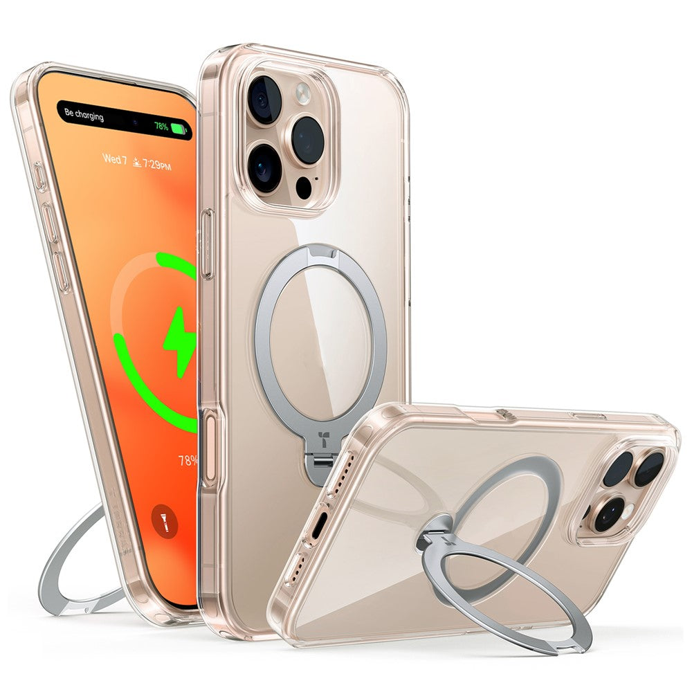 TORRAS Ostand Q3 Spin Series For iPhone 16 Pro Max Case Compatible with MagSafe Rotating Kickstand PC+TPU Phone Cover - TechGearPal