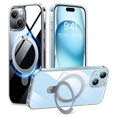 TORRAS For iPhone 15 Plus Case 360-degree Rotating Magnetic Kickstand PC+TPU Phone Cove - TechGearPal