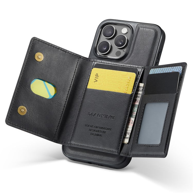 MAGKING K2 Series For iPhone 16 Pro Max Case Compatible with MagSafe PC+TPU+PU Leather RFID Blocking Phone Cover with Wallet - TechGearPal
