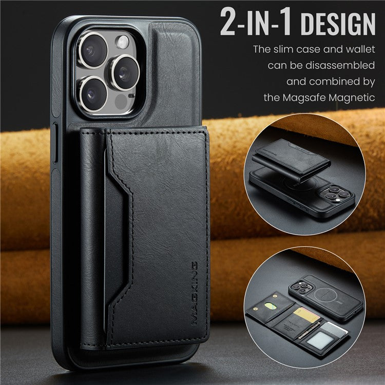 MAGKING K2 Series For iPhone 16 Pro Max Case Compatible with MagSafe PC+TPU+PU Leather RFID Blocking Phone Cover with Wallet - TechGearPal