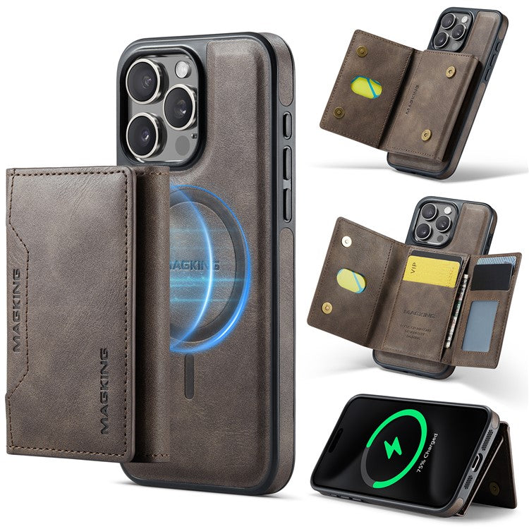 MAGKING K2 Series For iPhone 16 Pro Max Case Compatible with MagSafe PC+TPU+PU Leather RFID Blocking Phone Cover with Wallet - TechGearPal